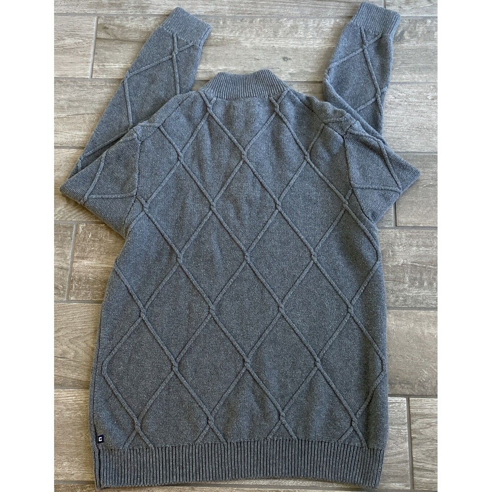 Ralph Lauren Chaps Sweater Adult Medium Gray Quarter Zip Sweater Diamond Knit - Picture 5 of 5